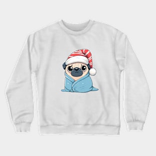 Cute Christmas Pug in Blanket Crewneck Sweatshirt